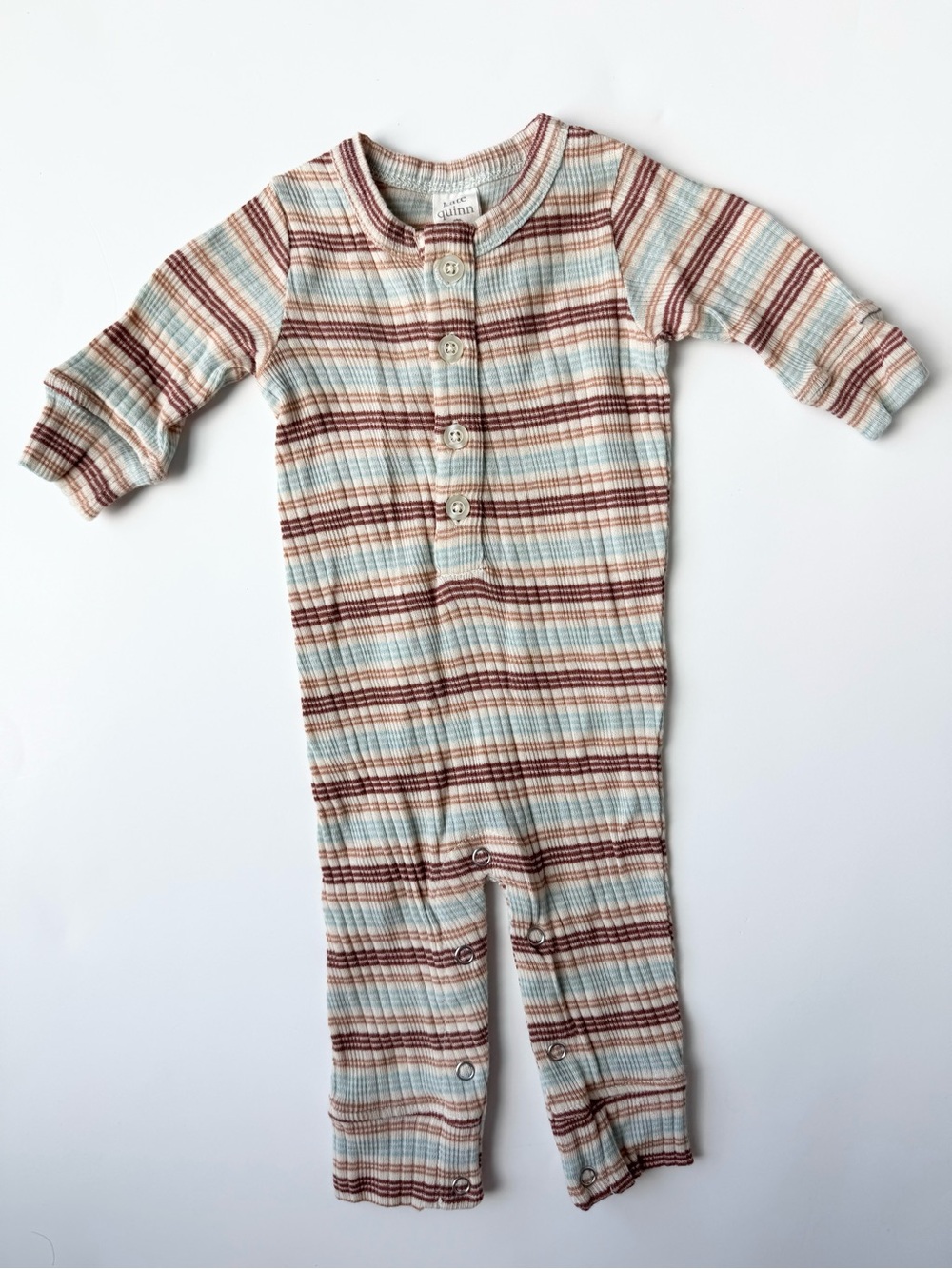 kate quinn Striped Ribbed One-Piece in Cream, Light Blue & Brown